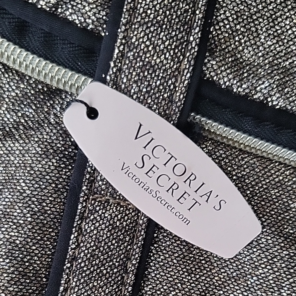Victoria's Secret Glittery Black and Gold Travel Bag - Picture 2 of 5